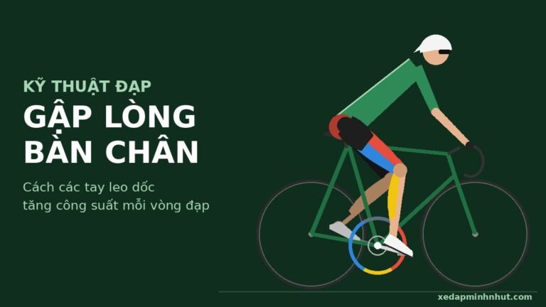 Minh họa người đạp xe với kỹ thuật gập lòng bàn chân